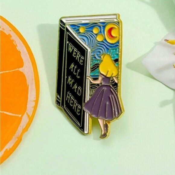 3/20 Were All Mad Here Alice Wonderland Enamel Pin - Picture 1 of 1